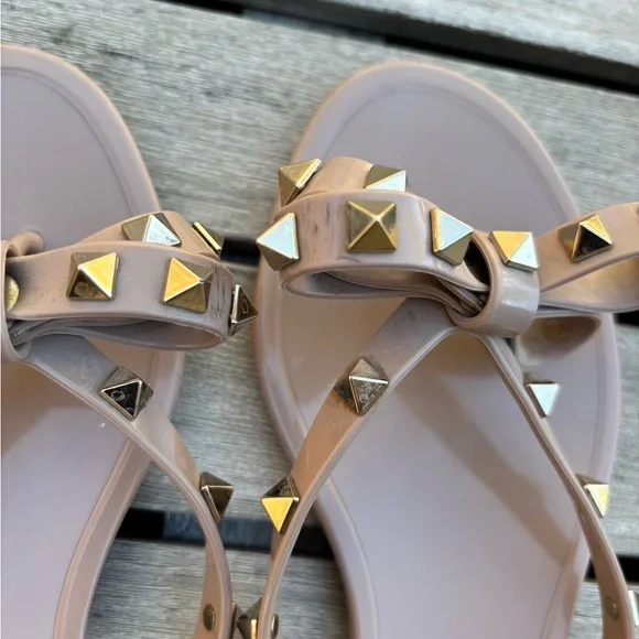 Valentino Tan Studded Sandals